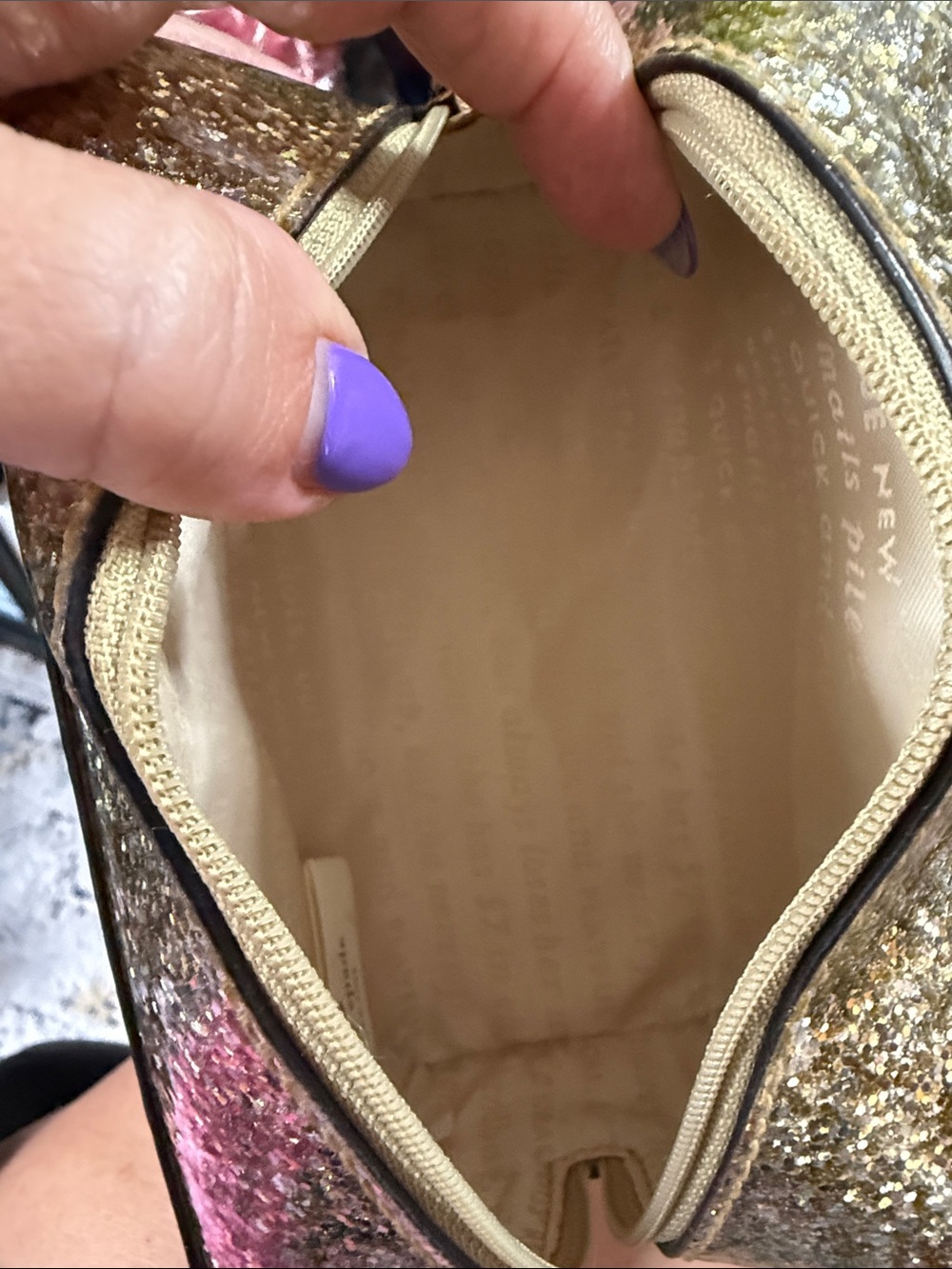 kate spade gold glitter cosmetic pouch - Picture 7 of 7
